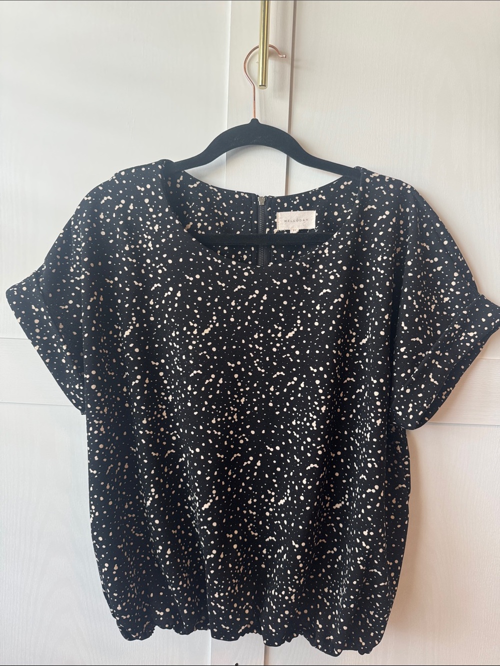 MELLODAY Black Short Sleeve Speckled Blouse